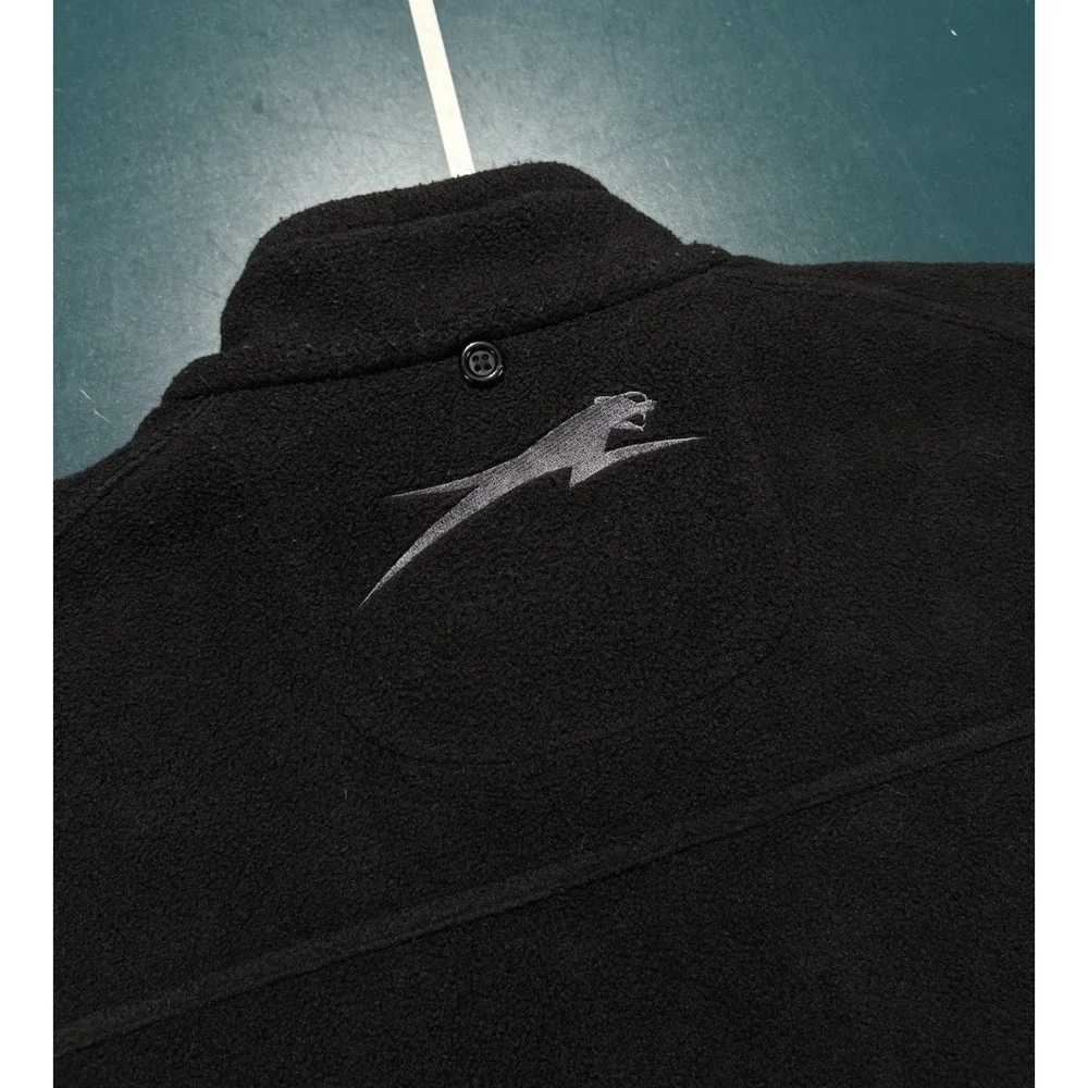 Vintage Artic Cat Fleece Full Zip Jacket Mens Large Black Embroidered Snowmobile